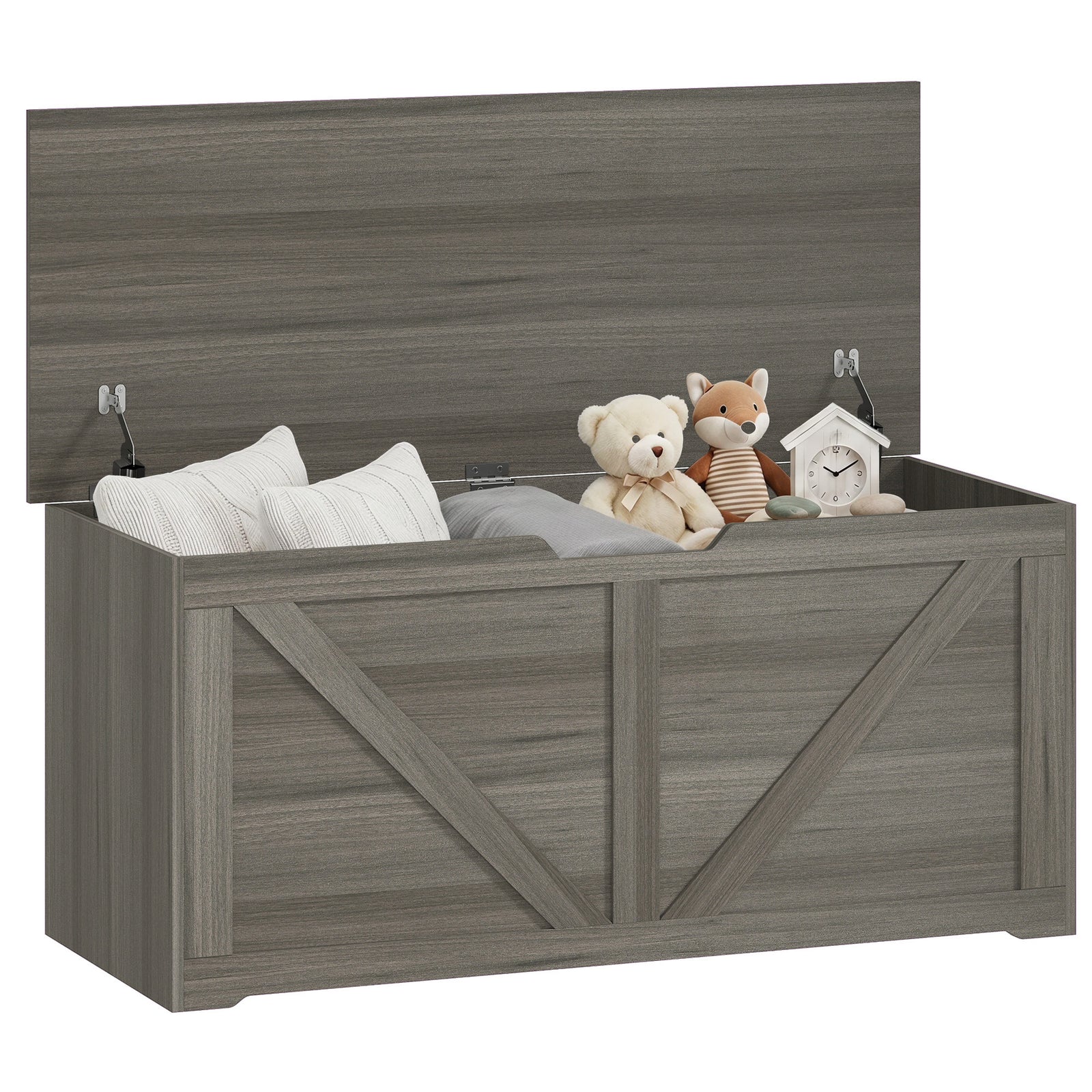 Storage Trunk For Living Room, With Safety Hinges, 100cm | Dark Grey