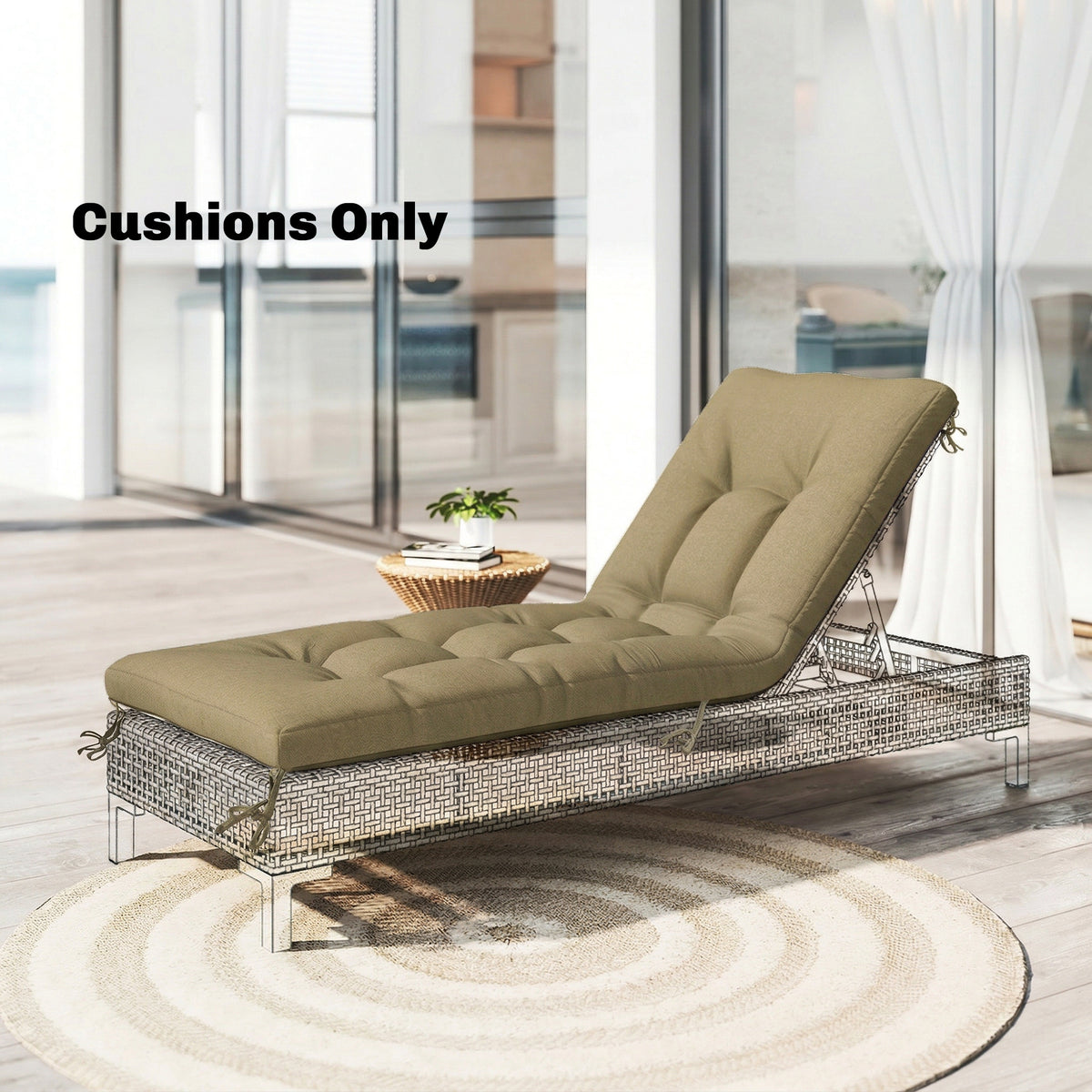 Outsunny Sun Lounger Cushion, Memory Foam Patio Chair Cushion With Ties
