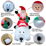 1.83m H Inflatable Santa On Polar Bear – Outdoor Christmas Decoration With Animated Head, Led Lights & Air Blower