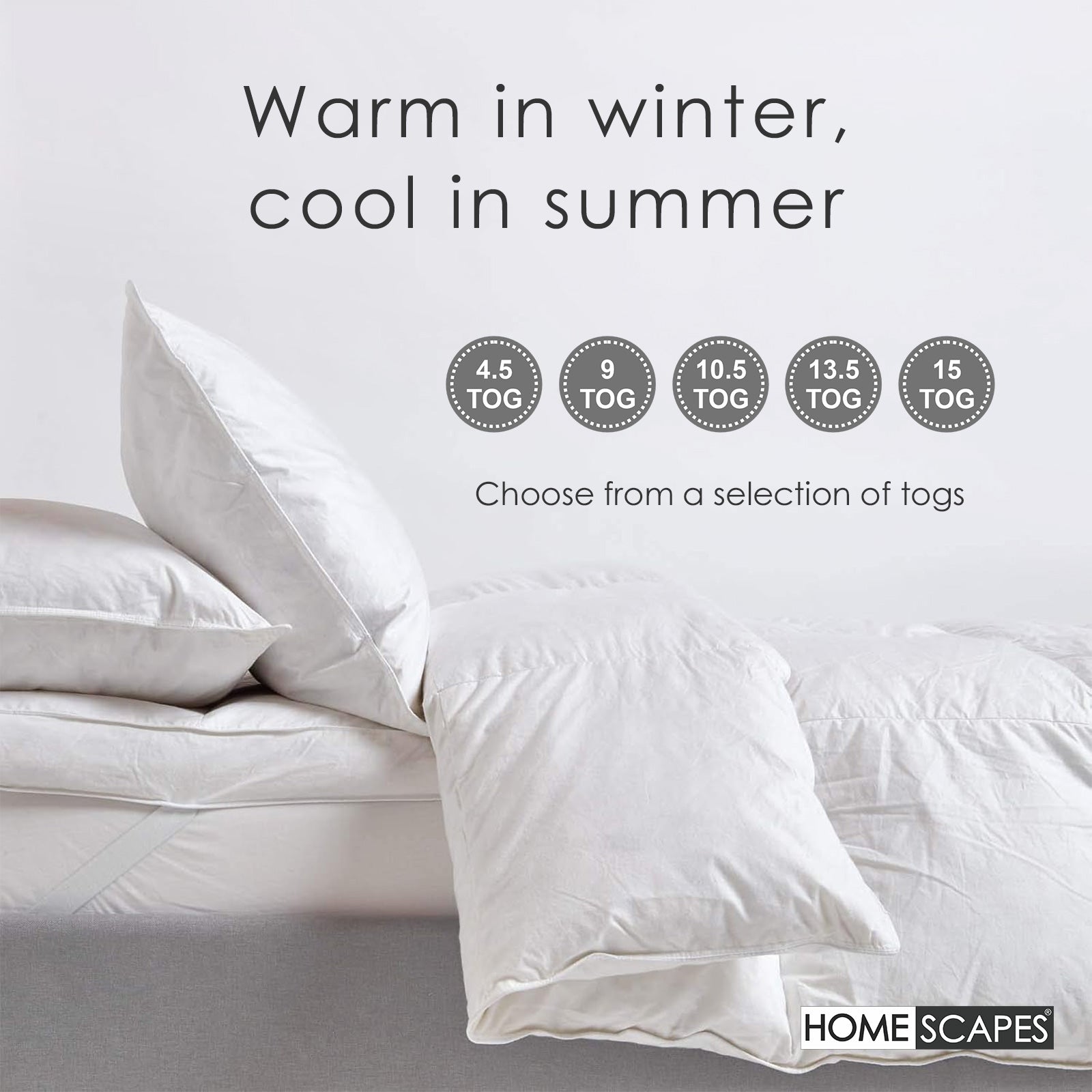 Duck Feather And Down 15 Tog Winter Duvet | Super King | White