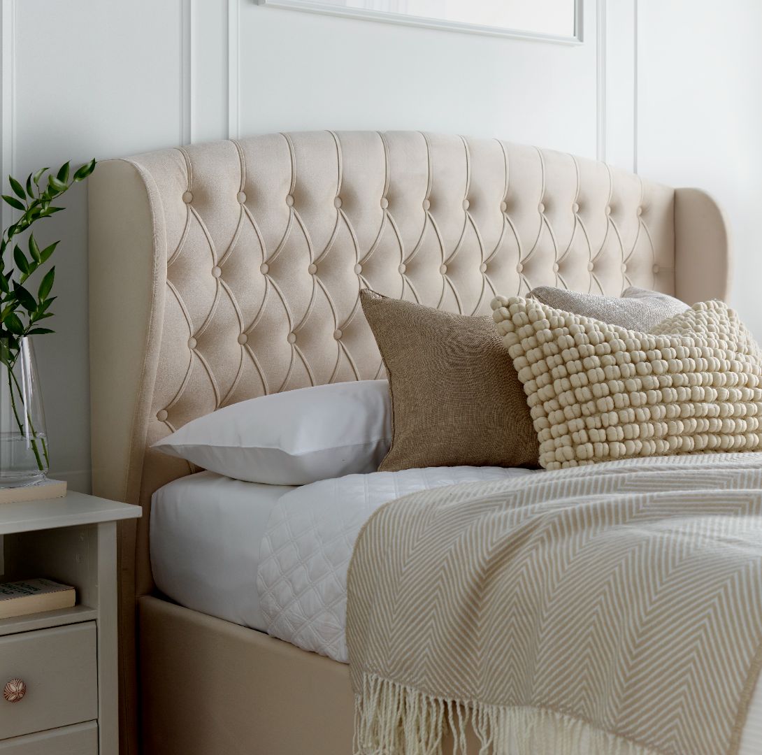 Warwick Velvet Ottoman Bed | King | Natural