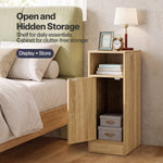 Bedside Table 2 Pc Narrow Side Table Boho Rattan Storage For Bedroom Wood | Brown
