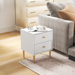 Modern Bedside Table With Drawer, Side Table With Metal Legs