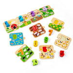 Wooden 1-10 Tile Puzzle, Improves Maths Skills - 20 Pieces