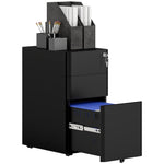 Steel Filing Cabinet With Lock And Wheels For Home Office | One Size | Black