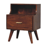 Solid Wood T-bar Raised Back Bedside