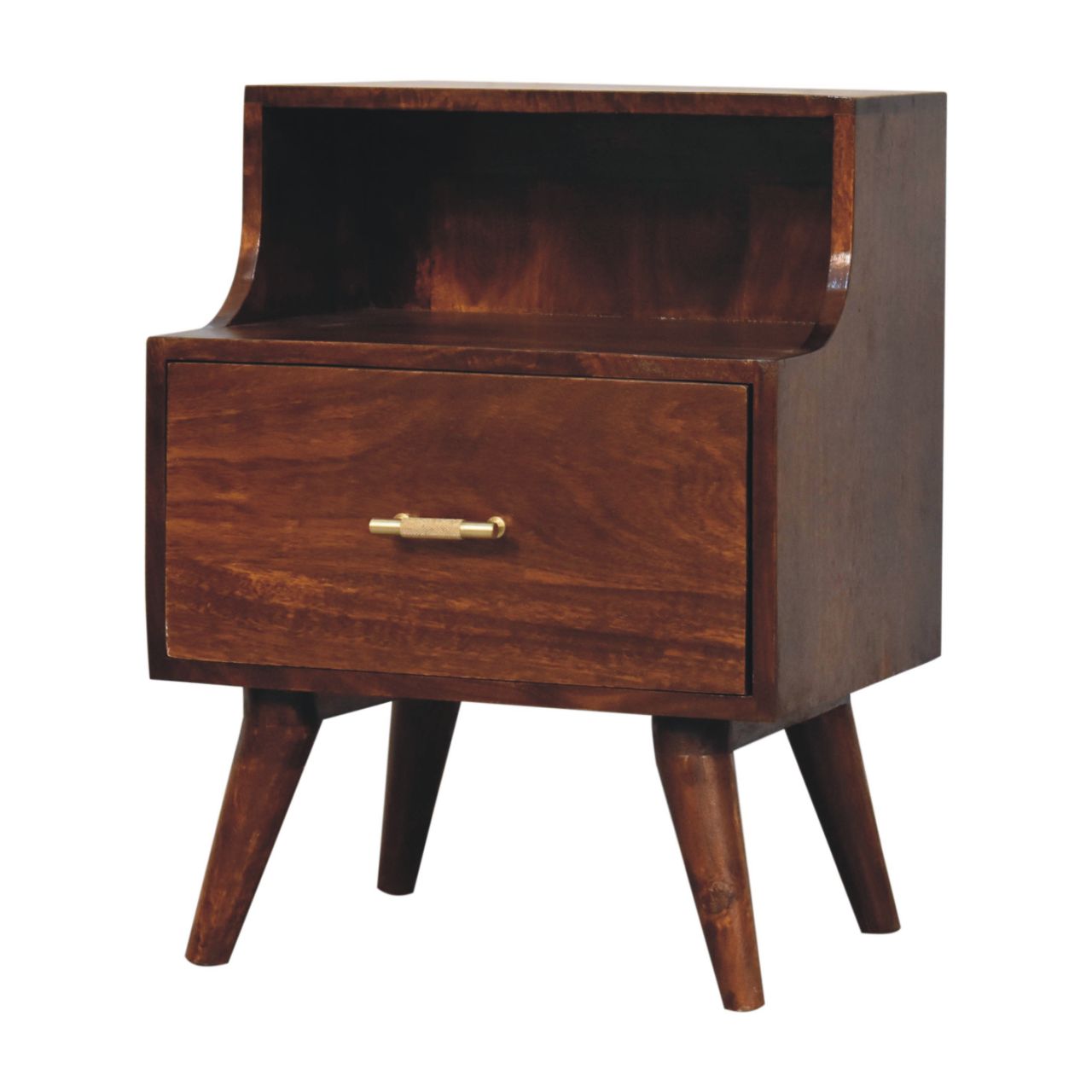 Solid Wood T-bar Raised Back Bedside