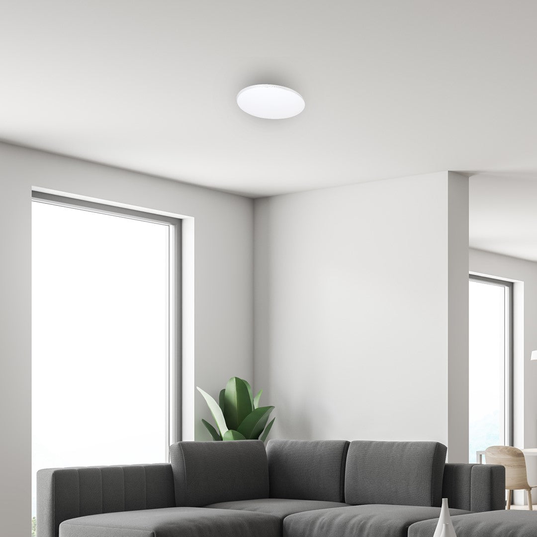 Ceiling Lamp Siena Stylish White And Chrome Circular Design Dimmable Including Remote Control | 35cm | White