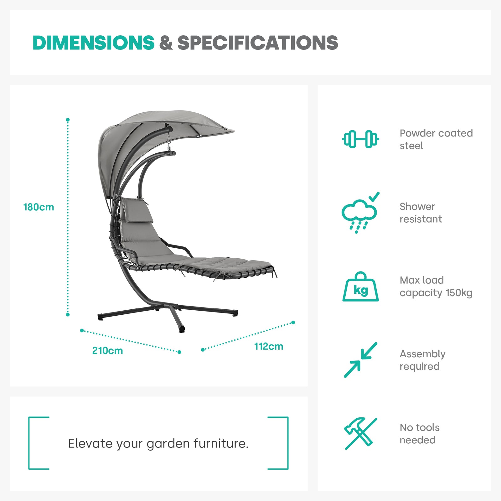 Bali Swing Sun Lounger - Grey