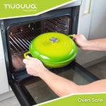 Shallow Cast Iron Casserole Pot With Lid  - 30cm , 3.7-quart | Green