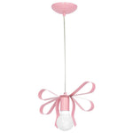 Emma Pendant 3xe27 Hand Made With  A Delicate Tied Ribbon Effect Perfect For Bedrooms Or Any Boutique Chic Setting | Baby Pink