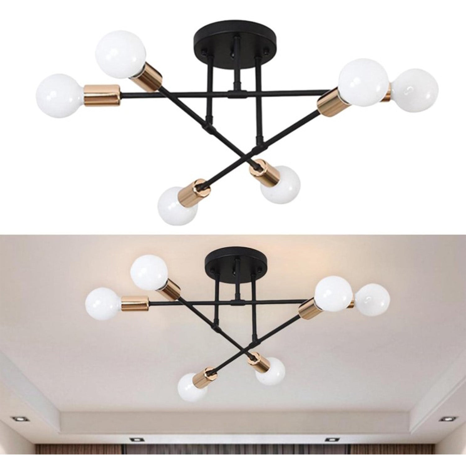 Bath Plus TB+ Modern 6-light Semi-flush Mount Chandelier