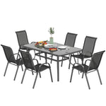 Garden Dining Set, 6 Seater W/ Parasol Hole, Charcoal