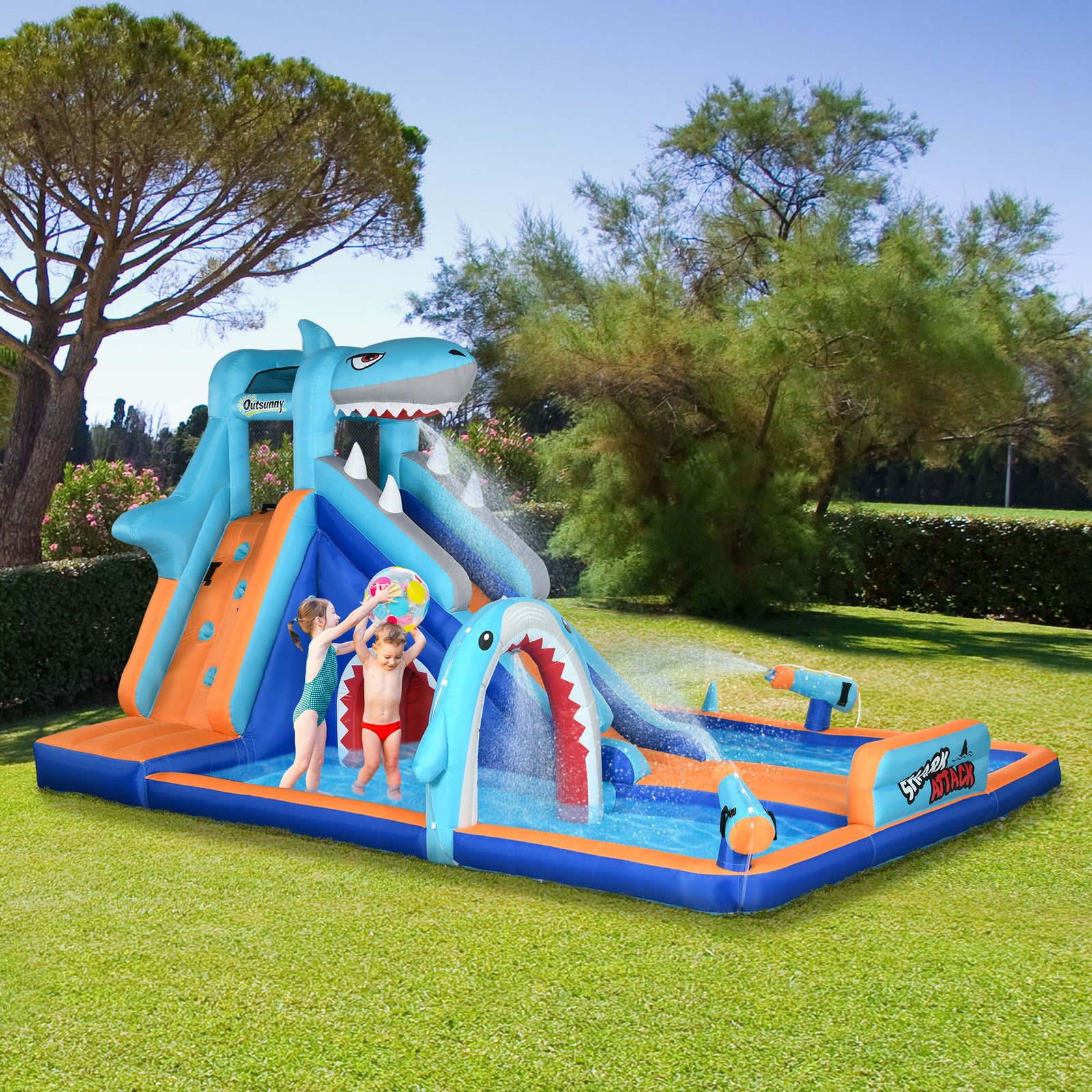 6 In 1 Kids Bouncy Castle W/ Slide, Pool, Trampoline, Blower