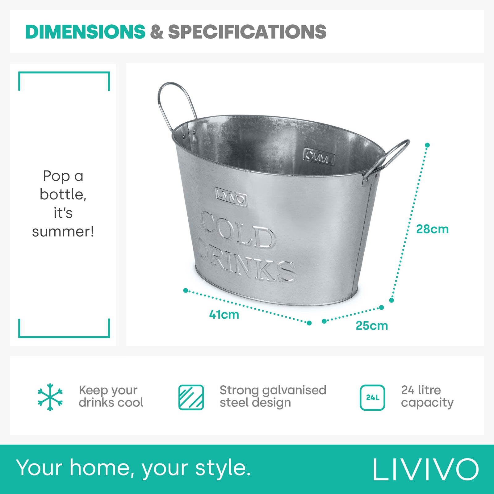 Galvanised Ice Bucket & Champagne Bath