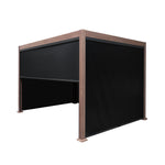 Wood Effect Aluminium Pergola With Blinds | 3m x 3m | Brown