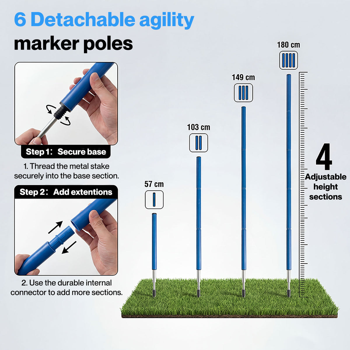 Centra Football Agility Training Slalom Poles Speed Soccer Equipment