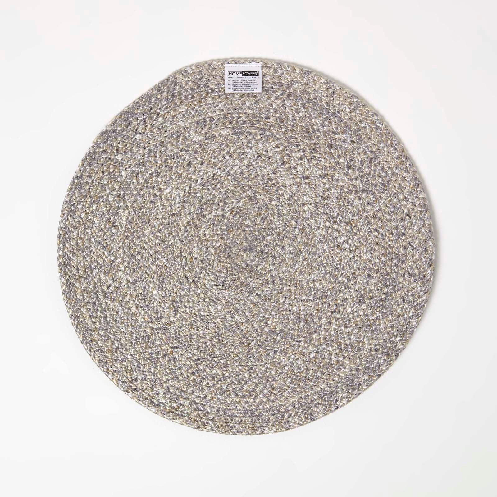 Handwoven Round Placemats Set Of 4 | 40cm | Silver