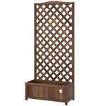 Garden Wooden Planter Box, 53l With Trellis, Dark Brown