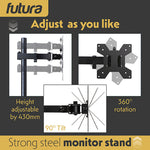 Futura Dual Monitor Stand 13 To 32 Inch Height Adjustable Freestanding Base Supports 8kg Per Arm