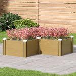 L-shaped Raised Garden Bed Planter, Wood-grain Pp Plastic With Open Bottom, Outdoor Vegetable & Flower Planter Box