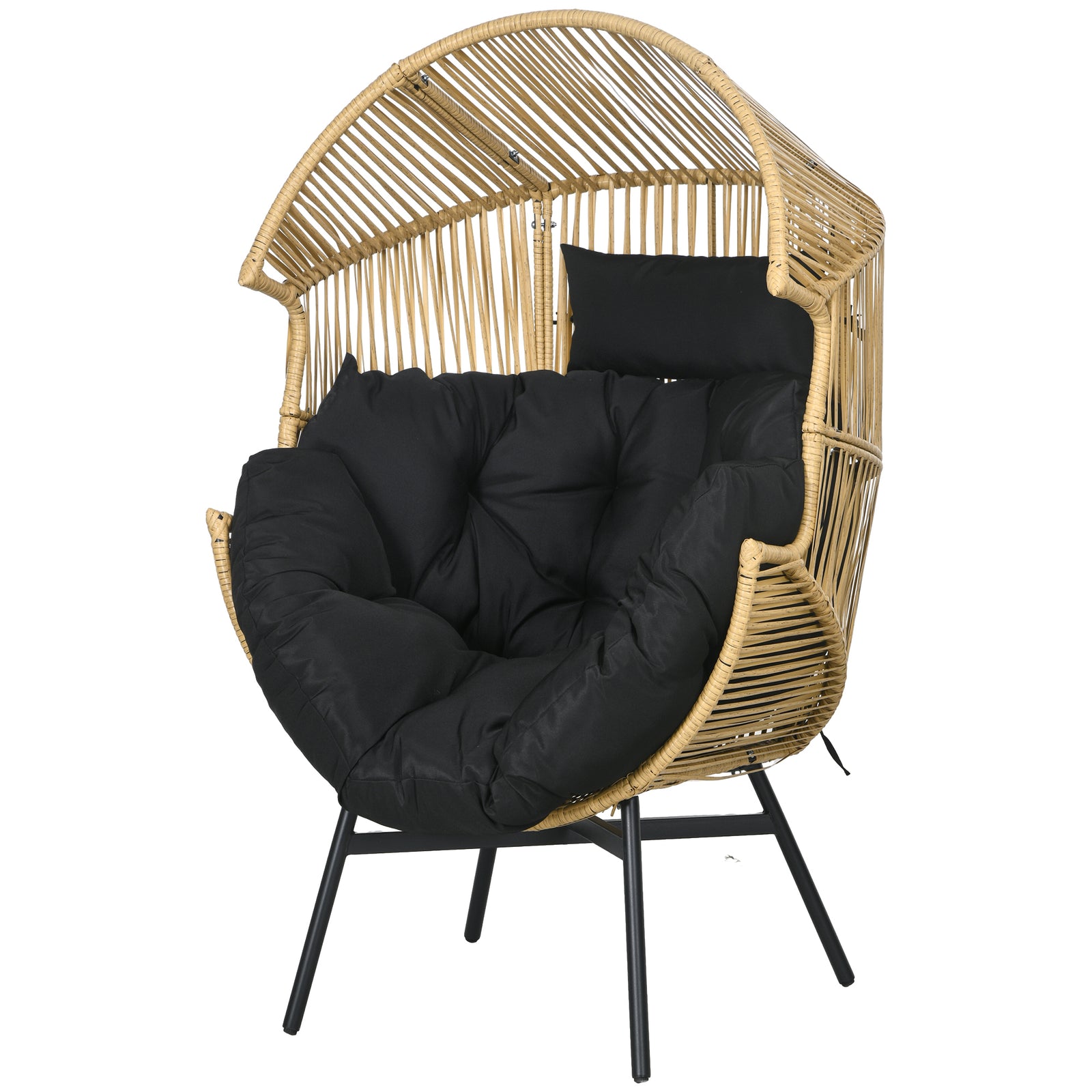 Rattan Leisure Chair W/ Cushion, Garden Egg Chair W/headrest | Brown