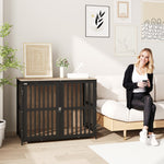 Dog Crate Furniture, 100cm Dog Cage With Anti-chew Resistant Mesh | Large | Brown