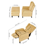 Fabric Upholstered Sofa Pushback Reclining Chair Armchair With Footstool | Yellow