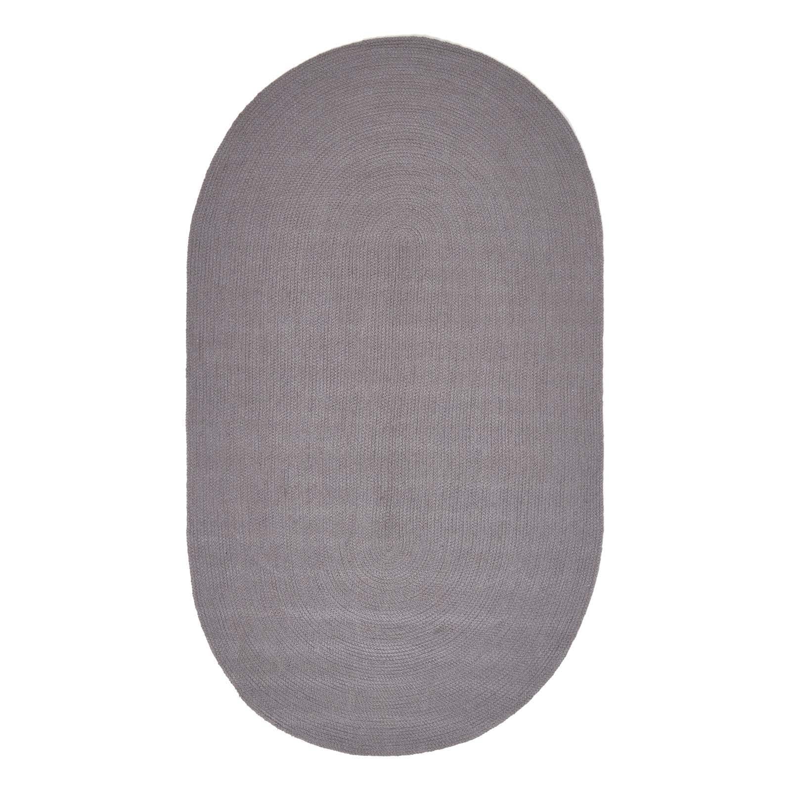 Handmade Woven Braided Oval Rug | 170cm | Grey