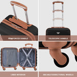 45x36x20cm Lightweight Underseat Cabin Carry On Suitcase - 100+ Airline Approved - Hard Shell Luggage - 4 Wheels | 45 x 36 x 20cm | Black & Brown