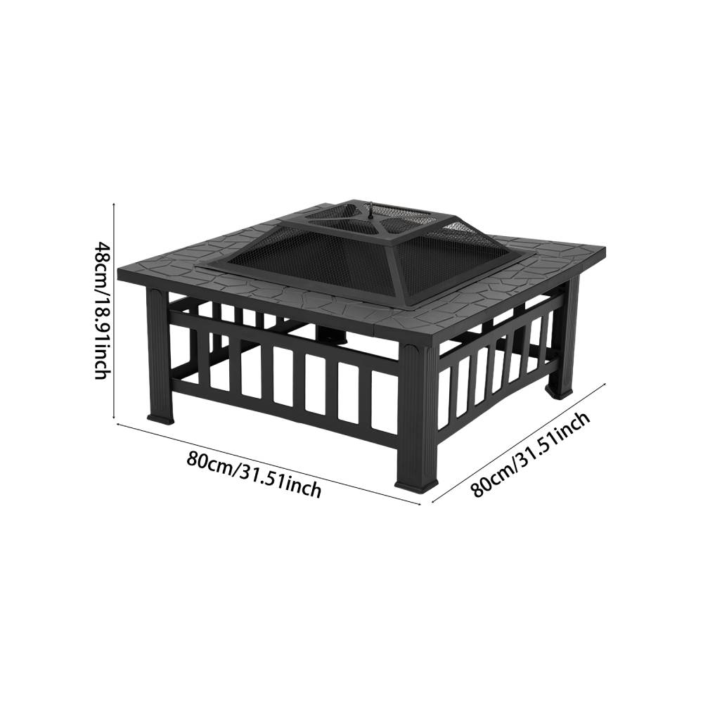 Heavy Duty Outdoor Fire Pit With Mesh Spark Screen And Grill Grate