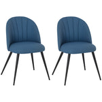 Set Of 2 Dining Chairs With Shell Backrest And Padded Seat | One Size | Blue