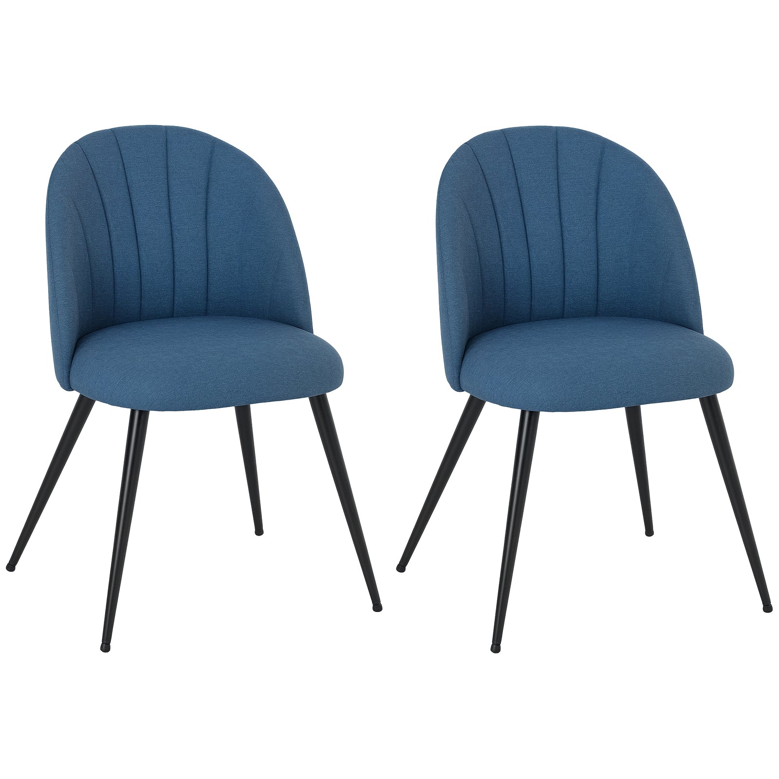 Set Of 2 Dining Chairs With Shell Backrest And Padded Seat | One Size | Blue
