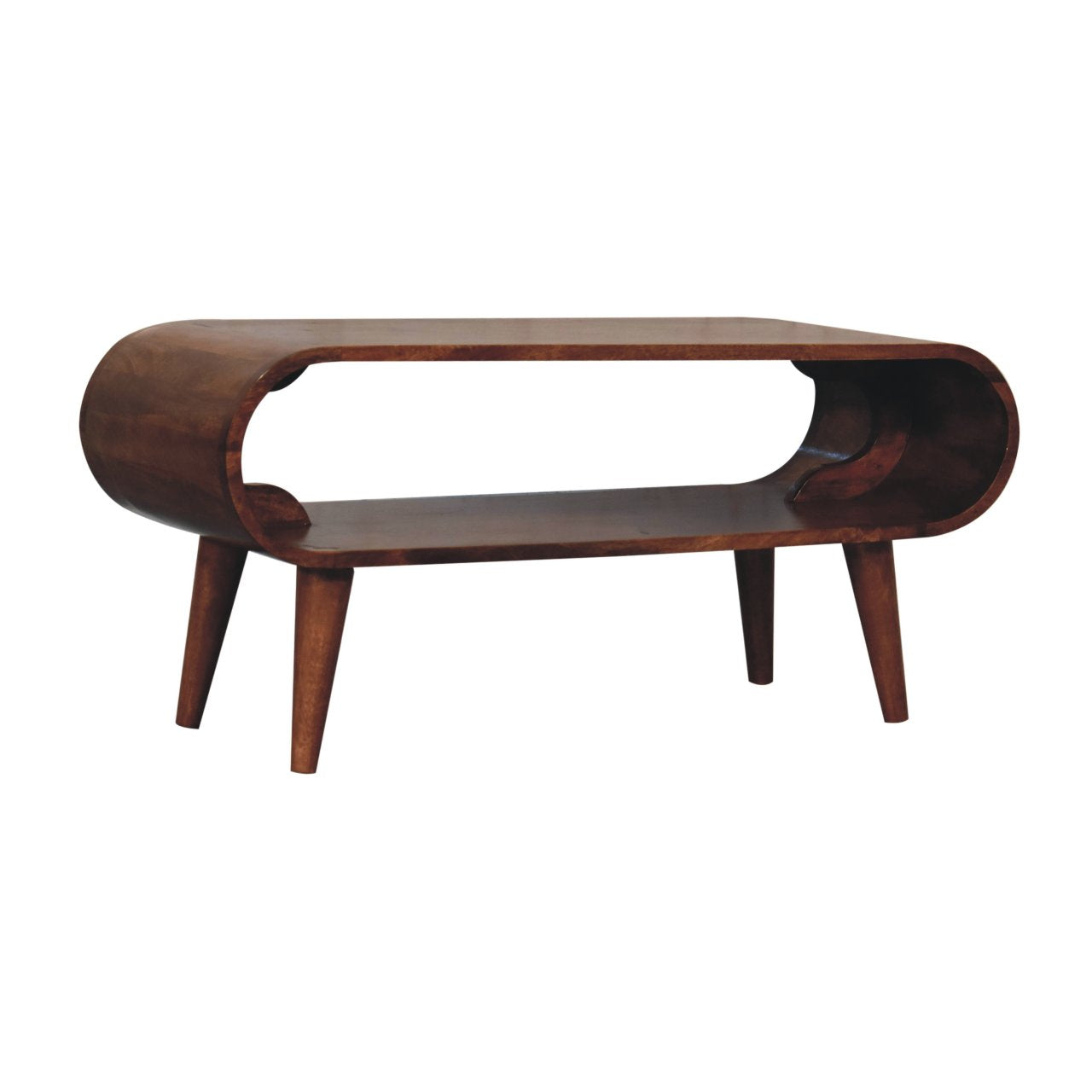 Solid Wood Amaya Nordic Style Honey Caramel Coffee Table, Open Slot, Light Brown