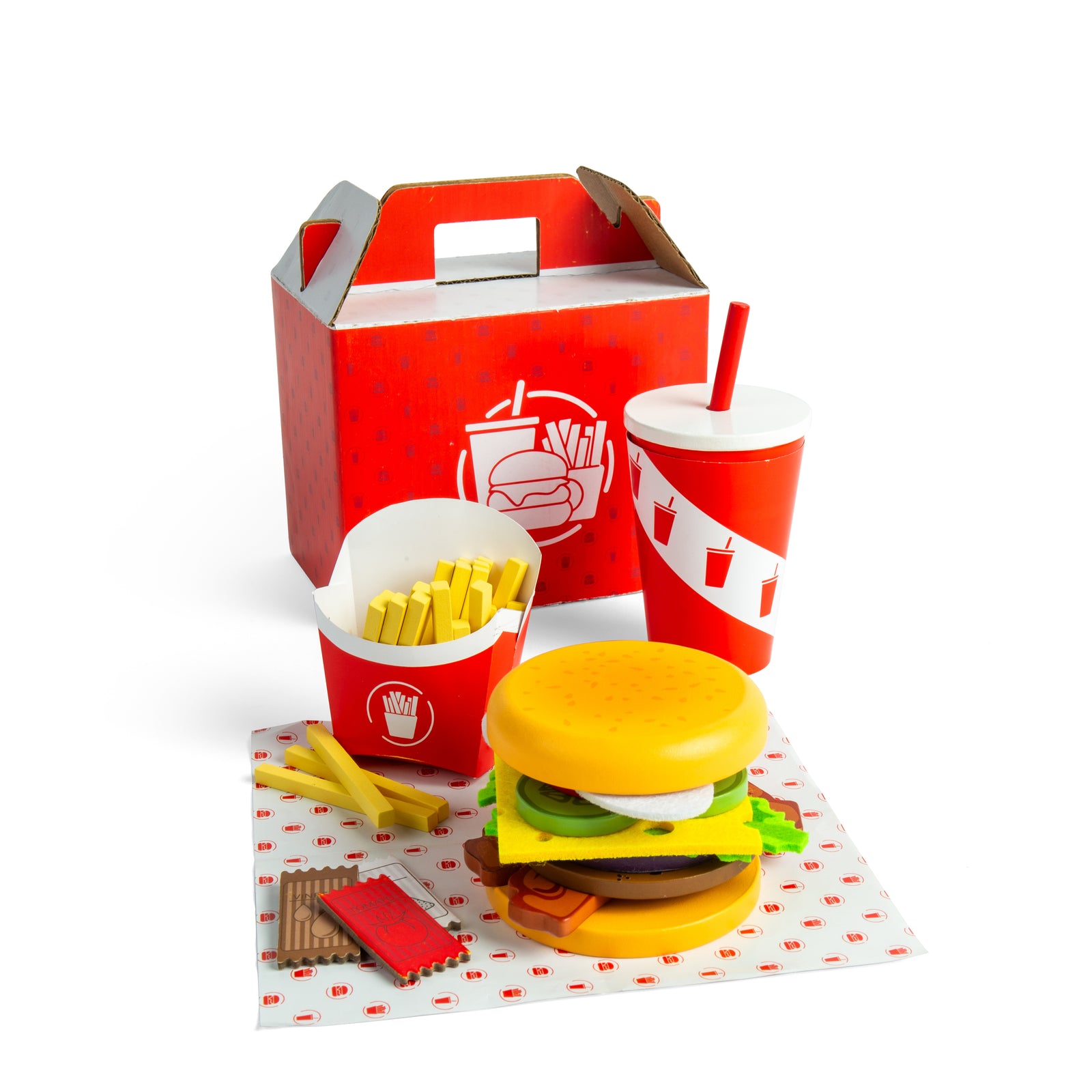 48pc Wooden Burger & Fries Set