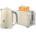 Kettle And Toaster Set With Temperature Gauge, Crumb Tray | Cream
