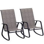 Garden Rocking Chairs Set Of 2, Ergonomic With Armrests | Brown