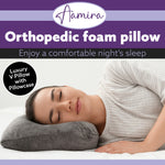 V Shaped Pillow Shredded Orthopaedic Memory Foam, Head, Neck & Back Pregnancy Maternity Support, Washable Cover | V Shape | Grey