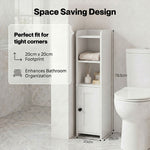 Bathroom Cabinet Slim Corner Storage Adjustable Shelves Pb Mdf | White