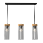 Elica Hand Made Designer Pendant Lamp With Elegant Smoked Glass Cylindrical Shades