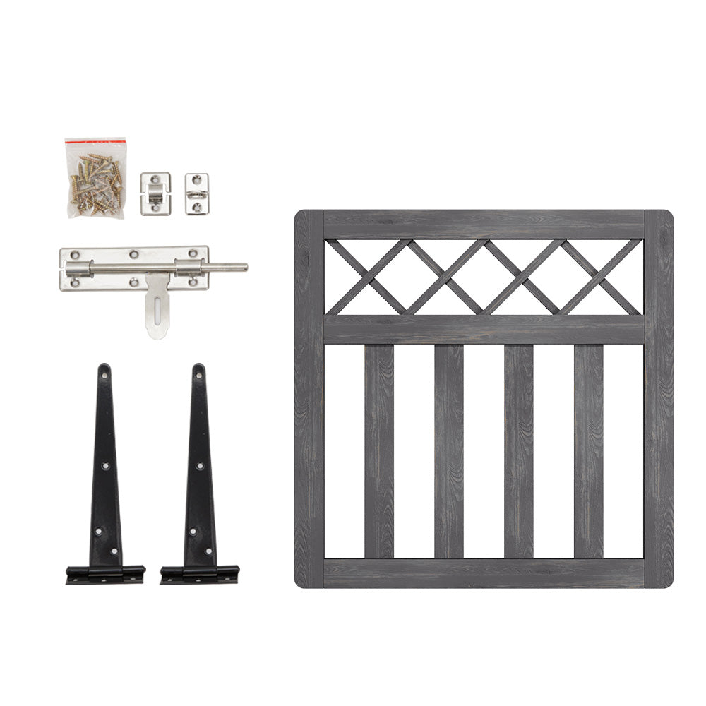 90cm W X 90cm H Outdoor Cross Top Wooden Garden Gate Pedestrian Fence Yard Door