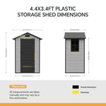 Breeins 4.4 X 3.4ft Garden Plastic Storage Shed With Lockable Hinge Door
