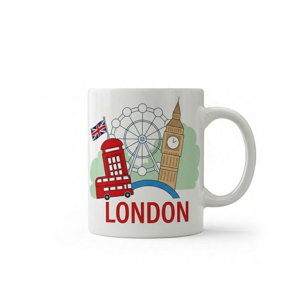 Dyzi London Bus Quote Ceramic Coffee Mug White Travel Design