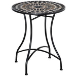 60cm Mosaic Round Bistro Table Outdoor Garden Side Table | Black