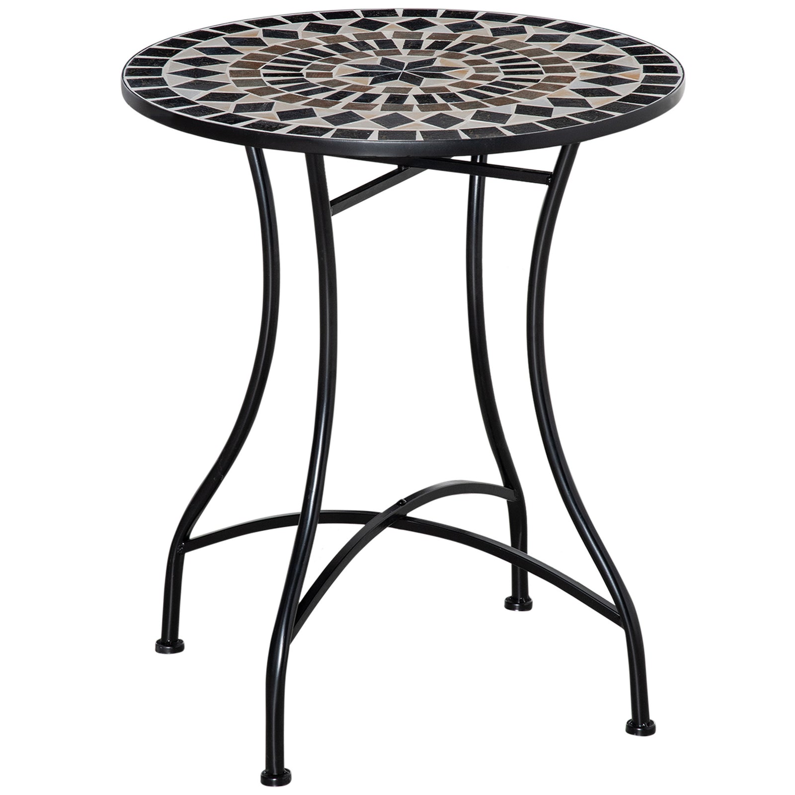 60cm Mosaic Round Bistro Table Outdoor Garden Side Table | Black