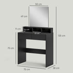Dressing Table With Mirror, Drawers, For Bedroom, Black