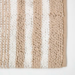 Chenille Stripe Bath Mat | 50 x 80cm | Beige