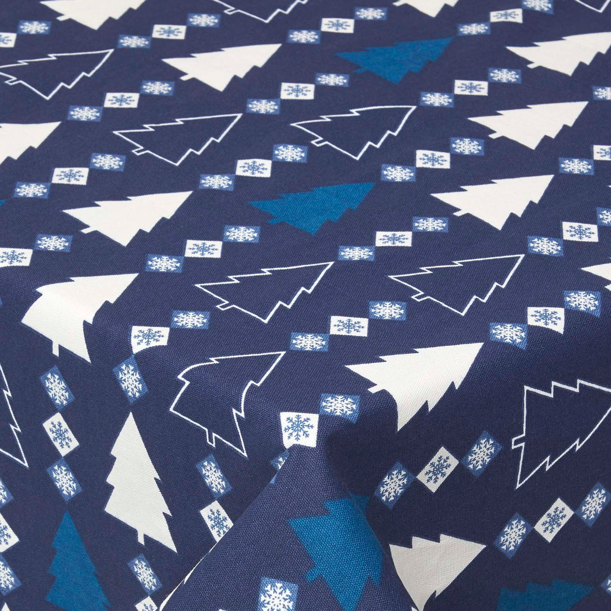 Blue Winterland 100% Cotton Round Christmas Tablecloth 178 Cm | 178cm | Blue