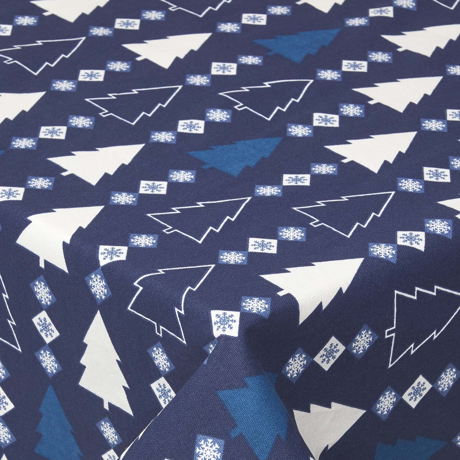 Blue Winterland 100% Cotton Christmas Tablecloth | 178 x 305cm | Blue