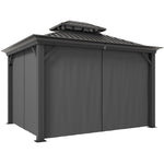 3 X 3.7m Aluminium Outdoor Hardtop Gazebo Canopy 2-tier Roof | Dark Gray